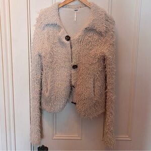 Free People | Sweet Disposition Fuzzy Wool Beige Sweater SZ SM
